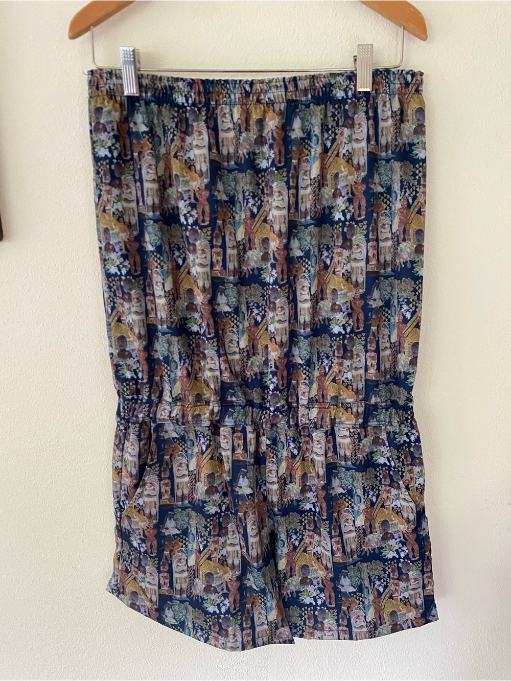 Nawelu Nakai Hawaii Women’s Navy Multi-Color Printed Elastic Waist romper